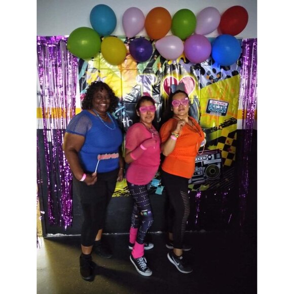 Women Neon Off Shoulder T-Shirt 80s Costume Casual Lightweight Plus Size - Picture 4 of 5